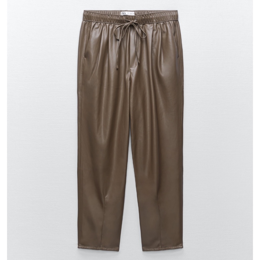 Zara faux leather mid rise the weekend pants